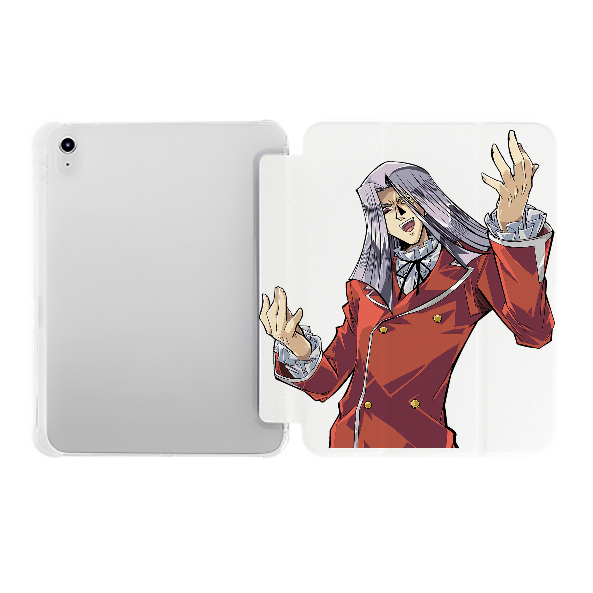（画像用） 遊☆戯☆王 Yu-Gi-Oh! IPad ケース ペン収納付き 三つ折りスタンド PUレザー×シリコン 対応機種9.5/10.5/10.9インチ